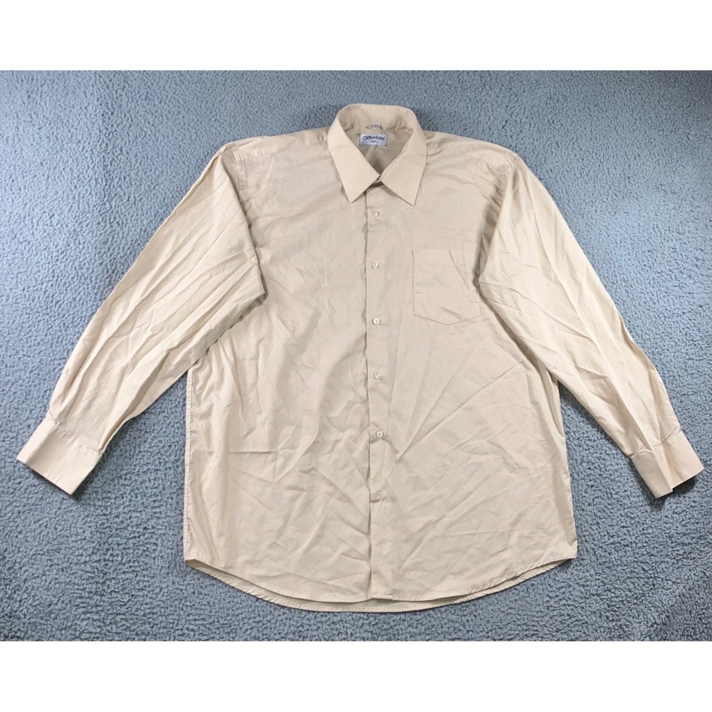 Berlioni‎ Italy Dress Shirt Men 2XL Long Sleeve Button Up Cotton Blend Classic